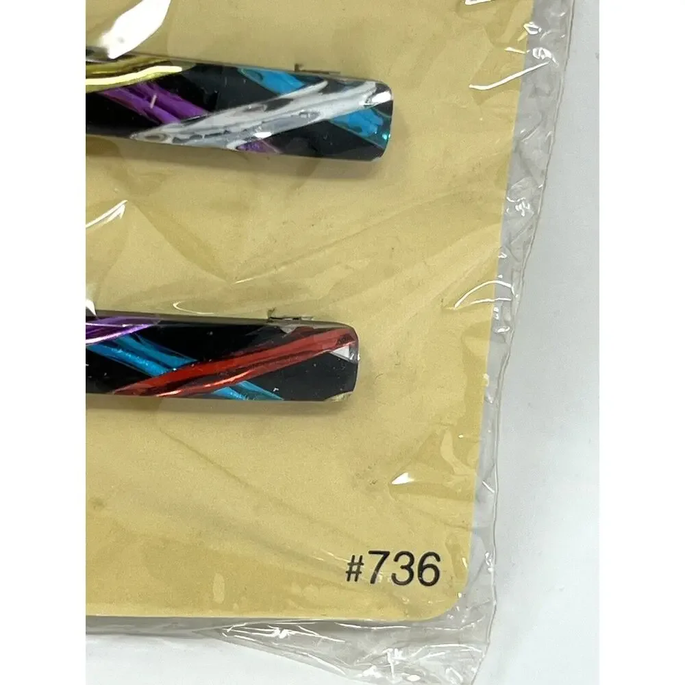 Vintage Goody Hand Crafted Barrettes 2.5” Metal Clasp #736 Multi 1982 NIP (2)